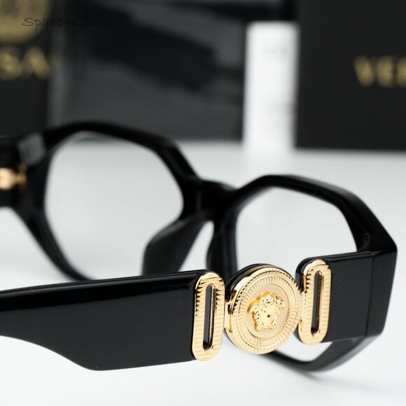 Versace Women Eyeglasses Black Clear Geometric VE3320U GB1 BRAND NEW main image 8